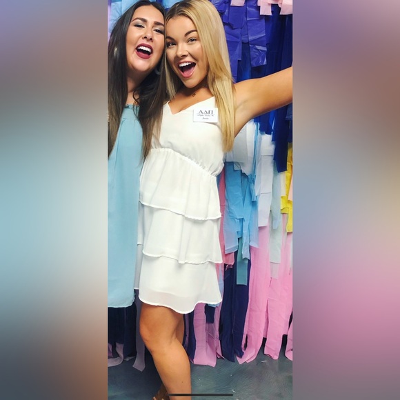 White Tiered Ruffled Dress - Picture 2 of 9